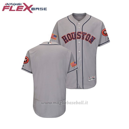 Maglia Baseball Uomo Astros 2018 Stars & Stripes Flex Base Grigio